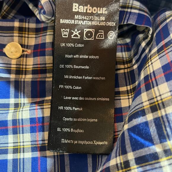 Barbour Shirt Men Size XL Blue Plaid Button Down Tailored Fit Casual Preppy Work - Picture 6 of 11